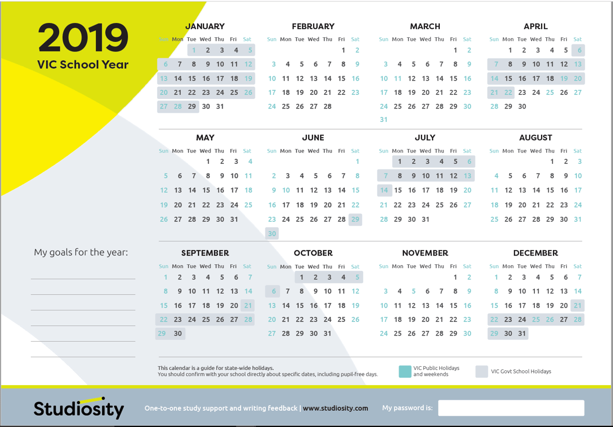 School terms and public holiday dates for VIC in 2019 Studiosity